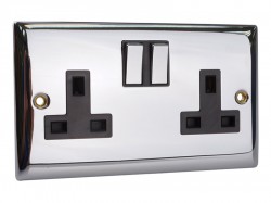 SMJ Switched Socket 2-Gang 13A Chrome