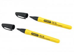 Stanley Tools Fine Tip Permanent Markers  - Black (Pack of 2)