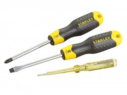 Stanley Tools Cushion Grip Screwdriver Set, 3 Piece SL/PH/Voltage Tester