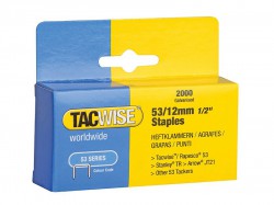 Tacwise 53 Light-Duty Staples 12mm (Type JT21, A) Pack 2000