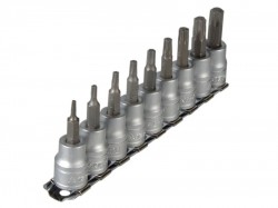 Teng M3813TX Socket Clip Rail Set of 9 External Torx 3/8in Drive