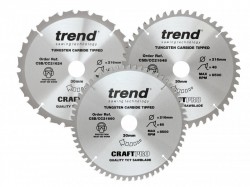 Trend CraftPro Mitre Saw Blade 216 x 30mm x 24T/48T/60T (Pack 3)