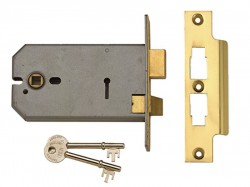 UNION 2077-5 3 Lever Horizontal Mortice Lock Satin Chrome 124mm