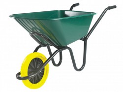 Walsall 120L Green Monarch Polypropylene Wheelbarrow - Puncture Proof