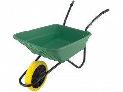 Walsall 90L Green Polypropylene Wheelbarrow - Puncture Proof