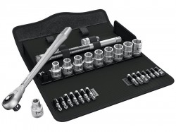 Wera Zyklop Metal-Push Ratchet & Socket Set of 28 Metric 1/2in Drive