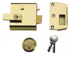 Yale Locks P1 Double Security Nightlatch 60mm Backset Brasslux Finish Visi
