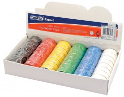 Draper Expert Countertop Display Of 48 Assorted 10m X 19mm Insulation Tape Rolls To Bs3924 & Bs4j10