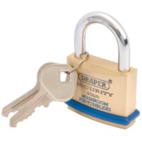 40mm Solid Brass Padlock & 2 Keys With Mushroom Pin Tumblers Hardened Steel Shackle & Bumper